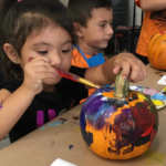 How kids can paint pumpkins for halloween